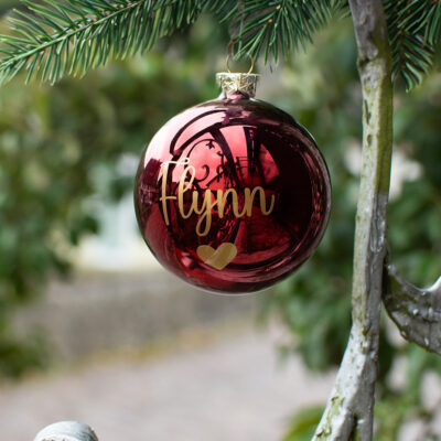 Christbaumkugel mit Schriftzug & Symbol - WUNSCHTEXT & WUNSCHSYMBOL