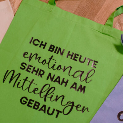 Henkeltasche mit Schriftzug - WUNSCHTEXT