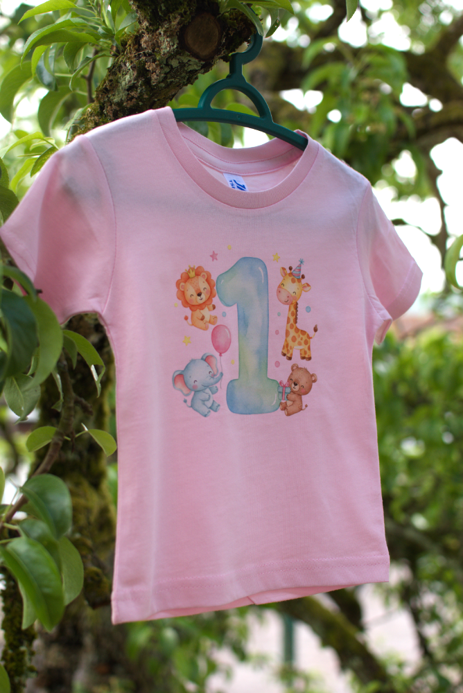 T-Shirt Kleinkinder Geburtstag "Pastell mit Tieren" | Farbe & Größe zur Auswahl – Bild 4